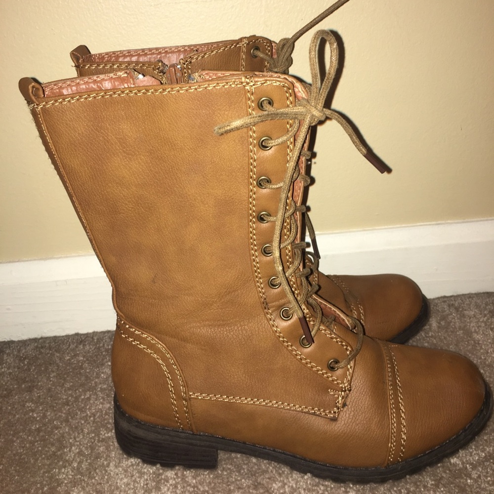 Brown combat boots